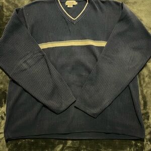 J. Crew Dark Blue V-Neck Sweater with Stripe